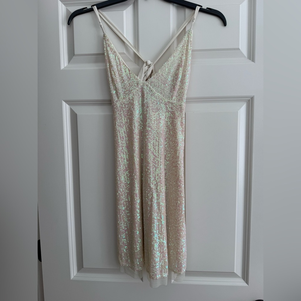 White Sequin Mini Dress